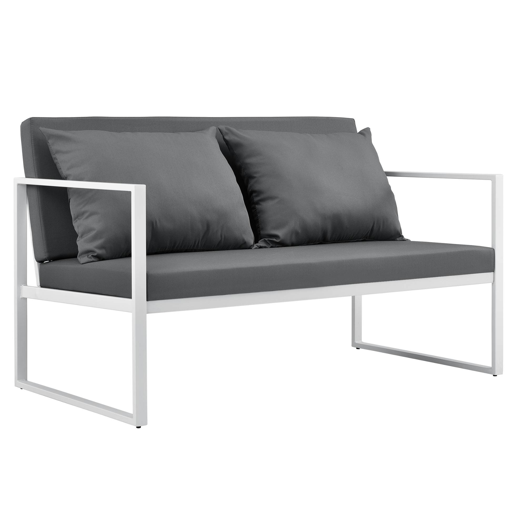 Casa.Pro - Canapé Extérieur Avec Coussins Armature Métal Polyester Blanc 70 X 114 X 60 Cm [casa.pro] - Image 1