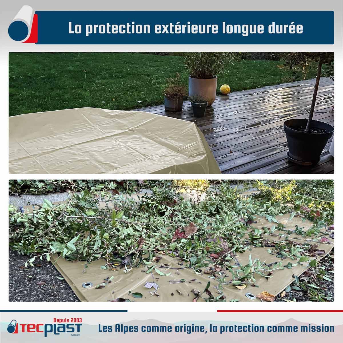 Bâche Jardin 2x8 m LP506JD Blanc Crème - Garantie 5 ans - Bâche PVC étanche - Résistance Anti-UV TECPLAST - Image 2