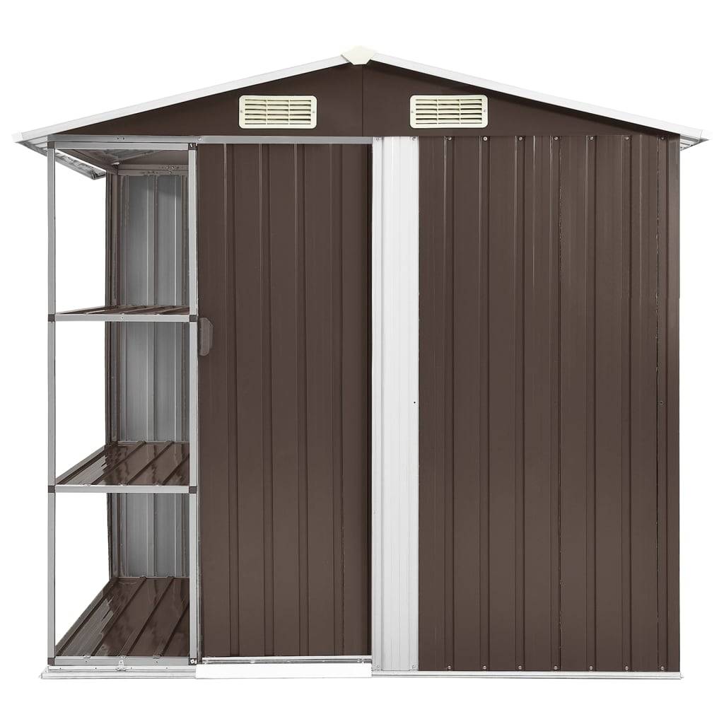 Abri de jardin 2.67m² - Cabane de jardin - Abri de stockage avec étagère Marron 205x130x183 cm Fer MAISON CHIC - Image 1