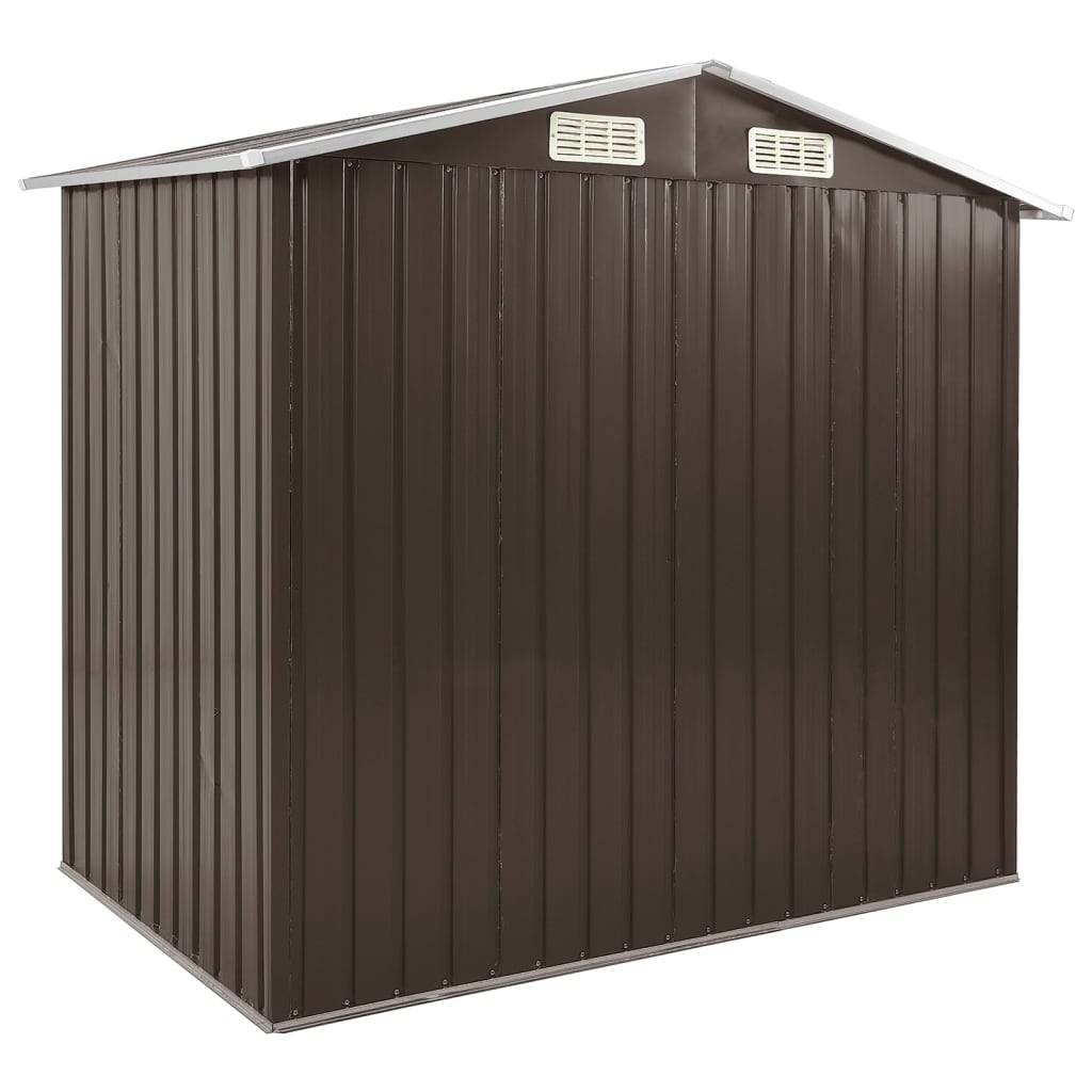 Abri de jardin 2.67m² - Cabane de jardin - Abri de stockage avec étagère Marron 205x130x183 cm Fer MAISON CHIC - Image 4