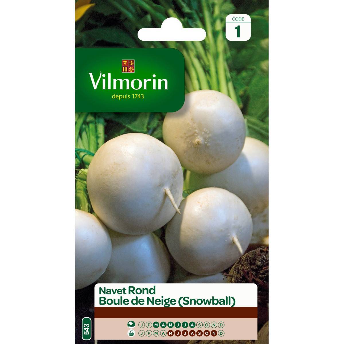Vilmorin - Sachet graines Navet rond Boule de Neige ( Snowball ) - Image 1