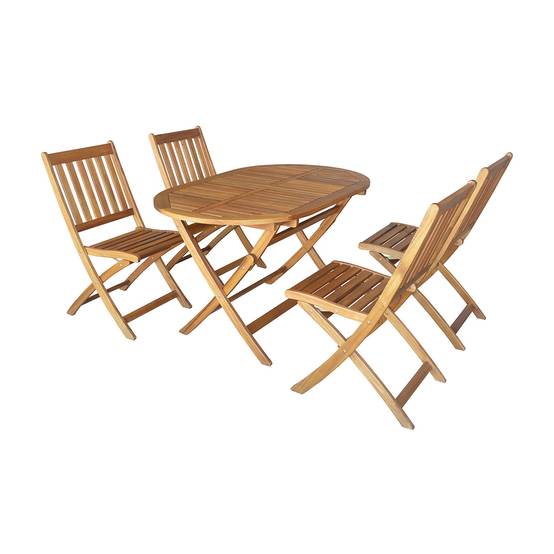 Salon de jardin ovale en acacia Fidgi - 4 chaises - Cémonjardin - Image 2