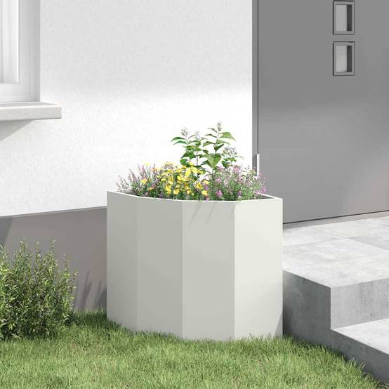 Vidaxl - Jardinière d'Angle Blanc 45 x 45 x 50 cm Acier vidaXL 883669 - Image 5