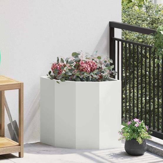 Vidaxl - Jardinière d'Angle Blanc 45 x 45 x 50 cm Acier vidaXL 883669 - Image 1
