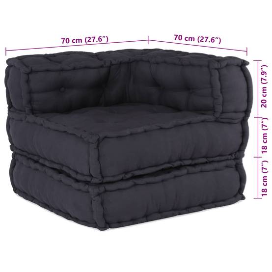 Canapé modulaire tissu anthracite 140 x 70 x 56 cm - PANGIVO - Image 3