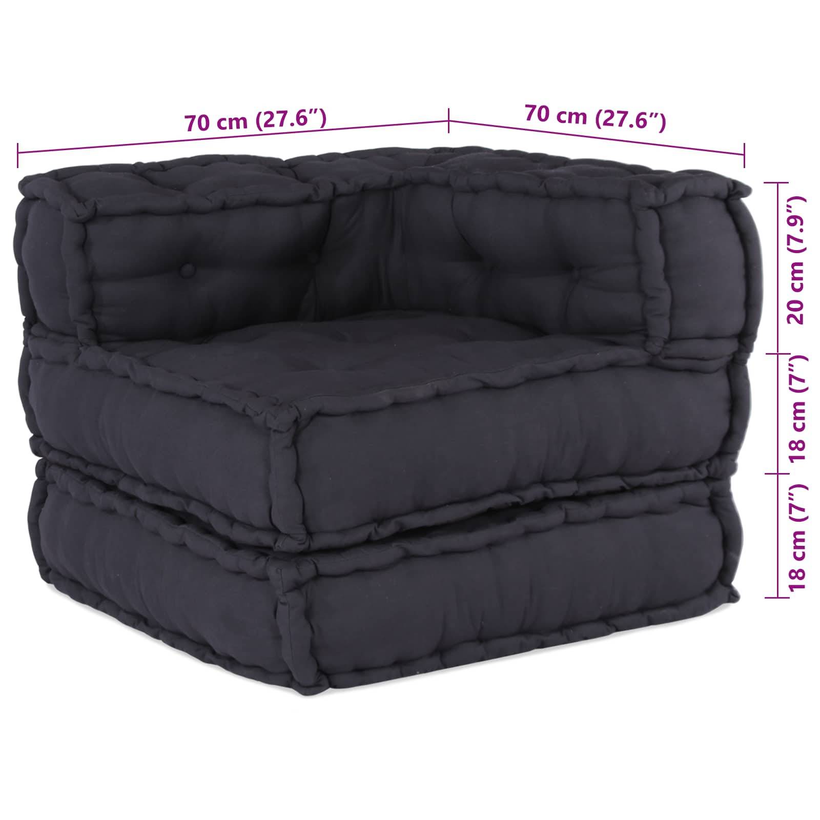 Canapé modulaire tissu anthracite 140 x 70 x 56 cm - PANGIVO - Image 3