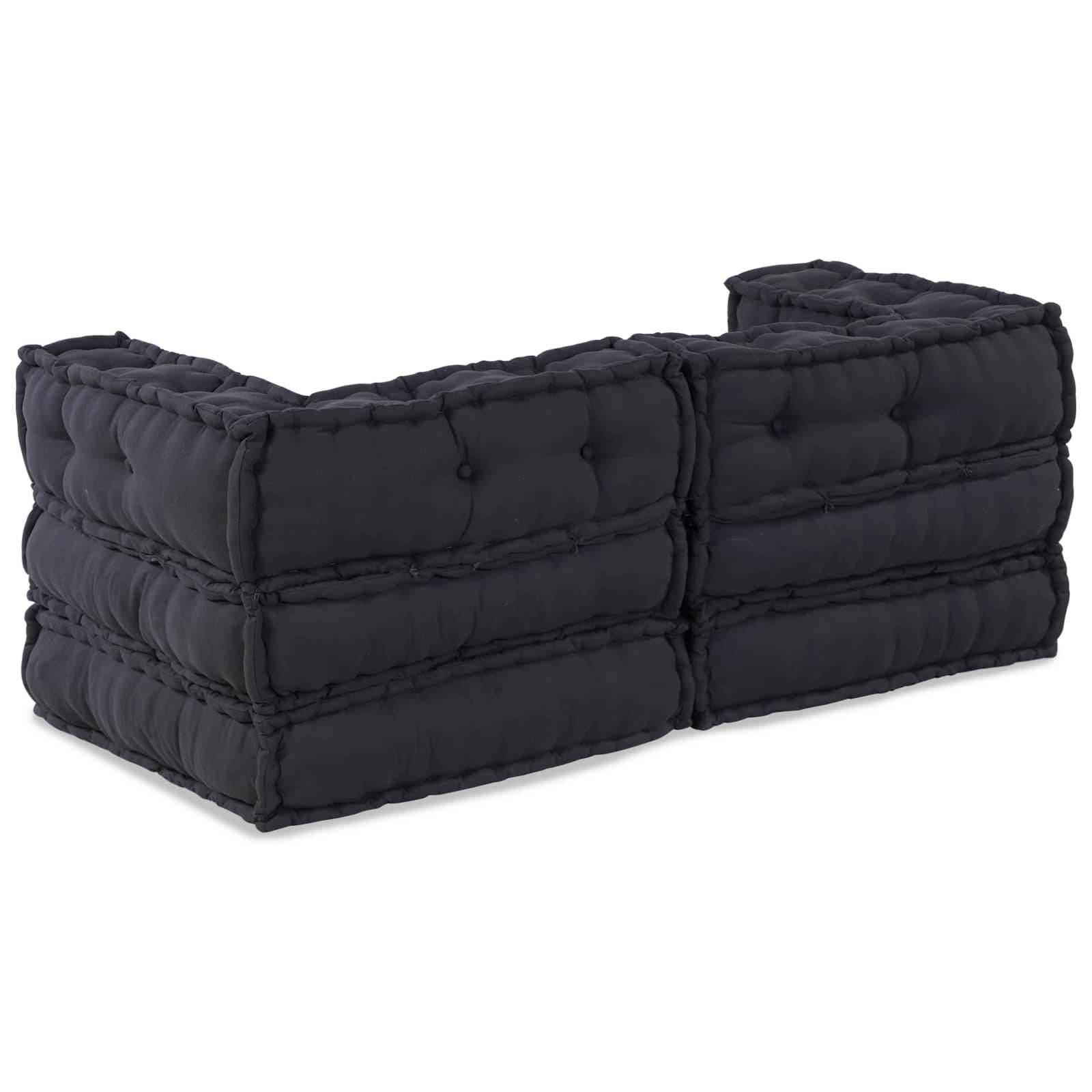 Canapé modulaire tissu anthracite 140 x 70 x 56 cm - PANGIVO - Image 2