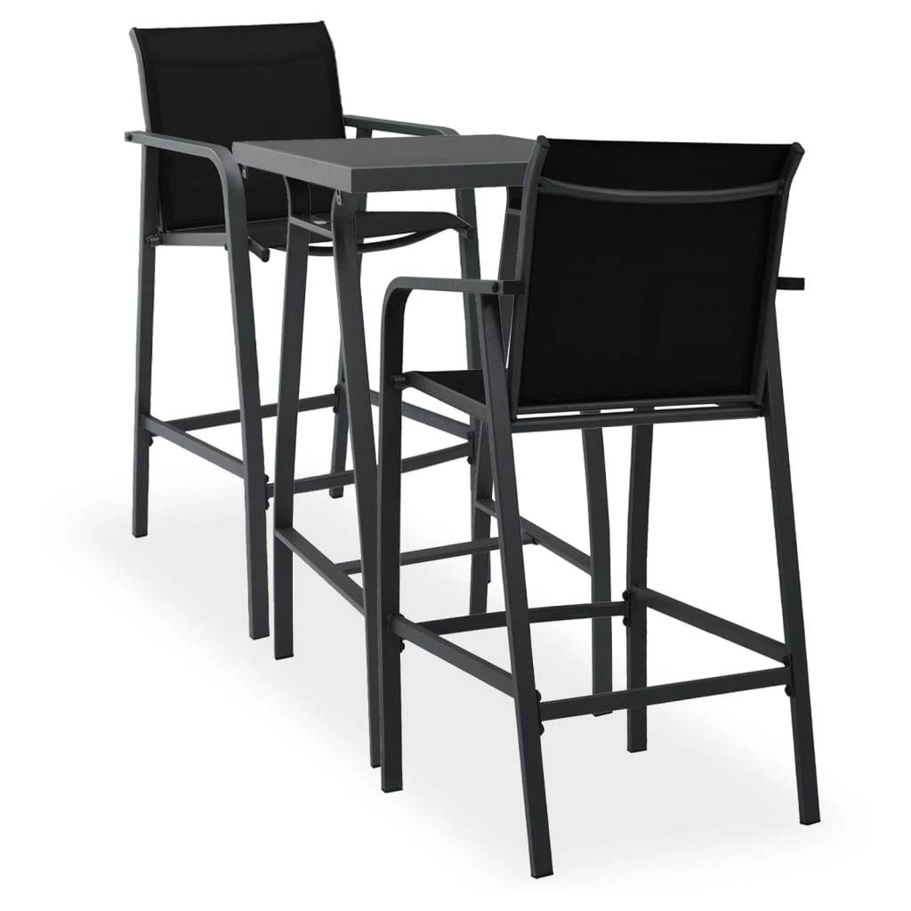 Helloshop26 - Ensemble de bar de jardin 3 pièces noir - Image 1