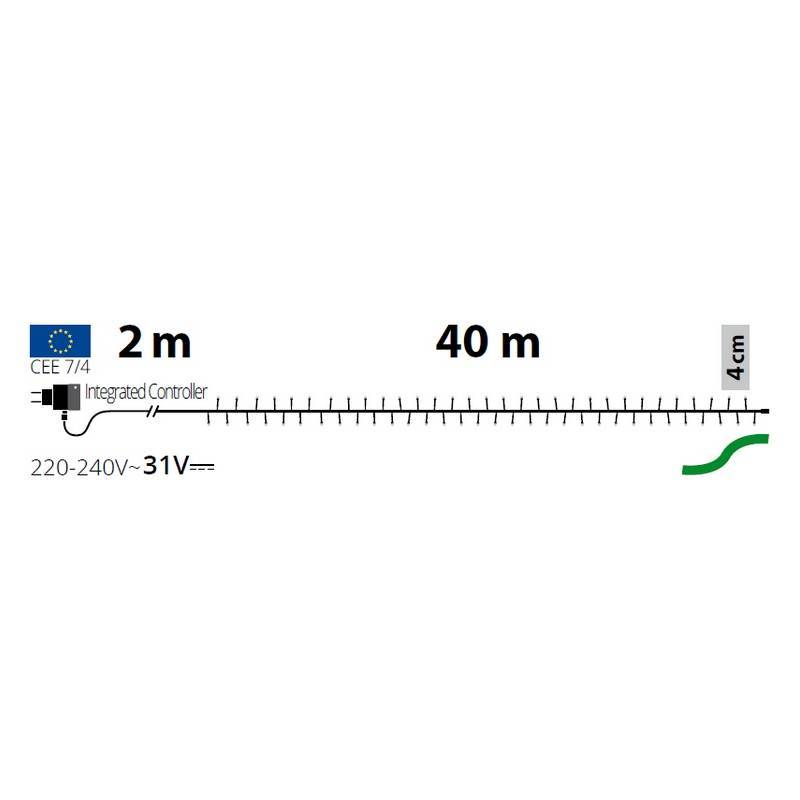 Lotti - Guirlande led 40M 1000 LED blanc froid 8 modes de lumière mémoire câble vert extérieur Lotti - Image 2