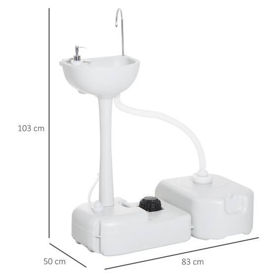 Évier de camping portable plastique HDPE gris 83 x 50 x 103 cm - PANGIVO - Image 4