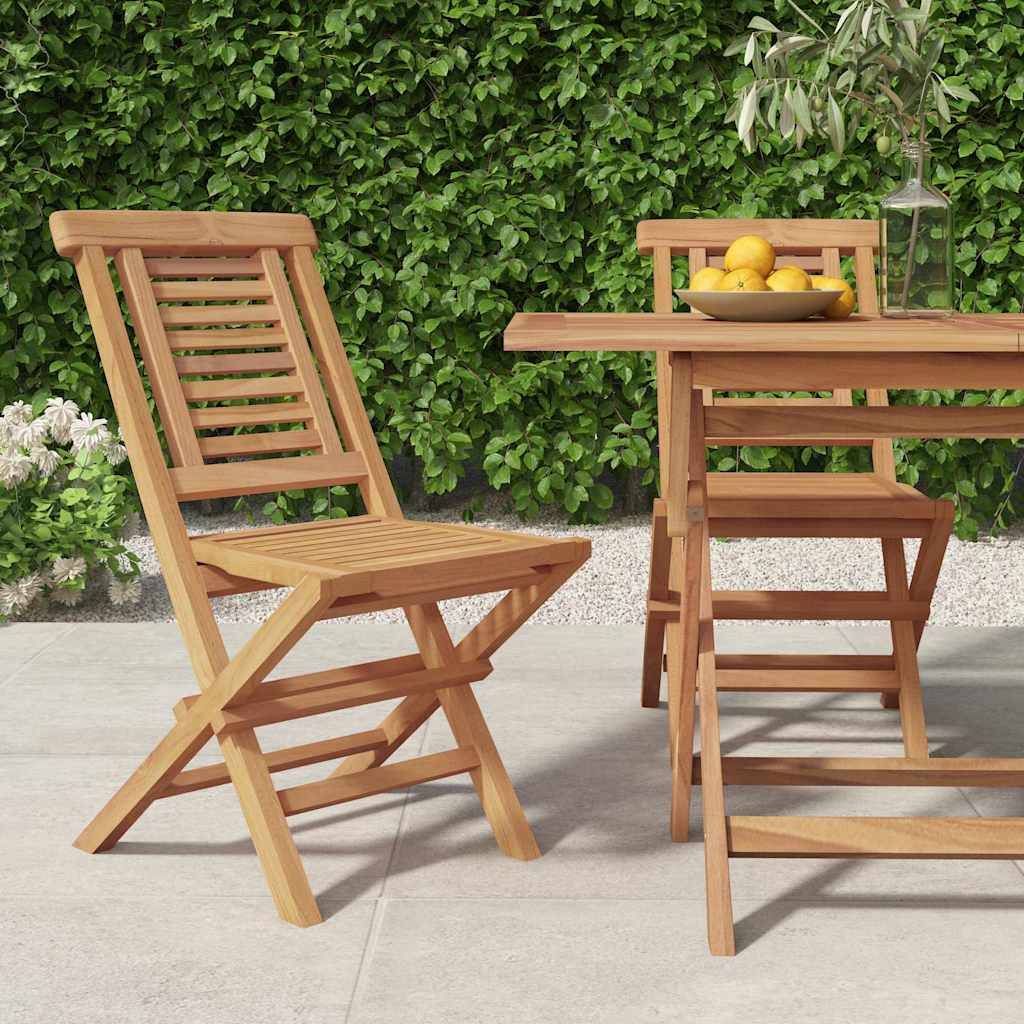 Vidaxl - Chaises de jardin pliantes lot de 2 47x63x90cm bois massif teck vidaXL 362755 - Image 1