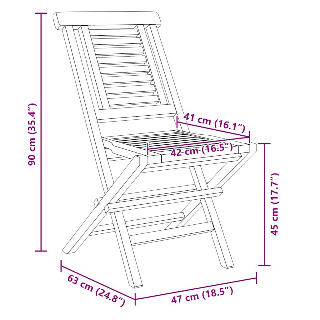Vidaxl - Chaises de jardin pliantes lot de 2 47x63x90cm bois massif teck vidaXL 362755 - Image 3