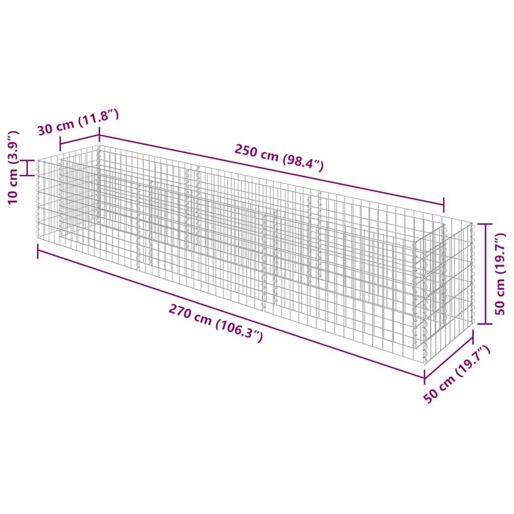 Vidaxl - Lit surélevé à gabion Acier galvanisé 270x50x50 cm vidaXL 143563 - Image 9