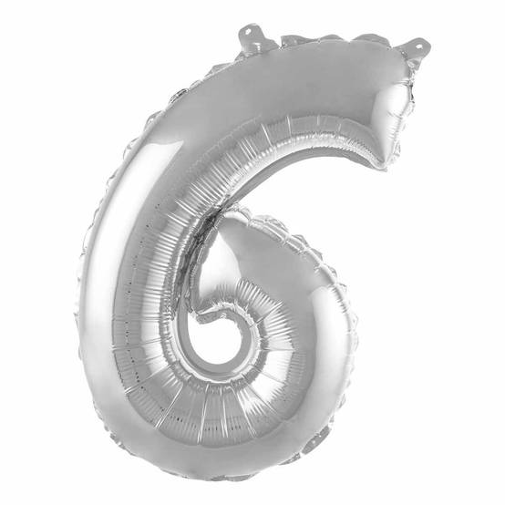 Ballon Gonflable Métallisé "Chiffre 6" 40cm Argent - Image 1