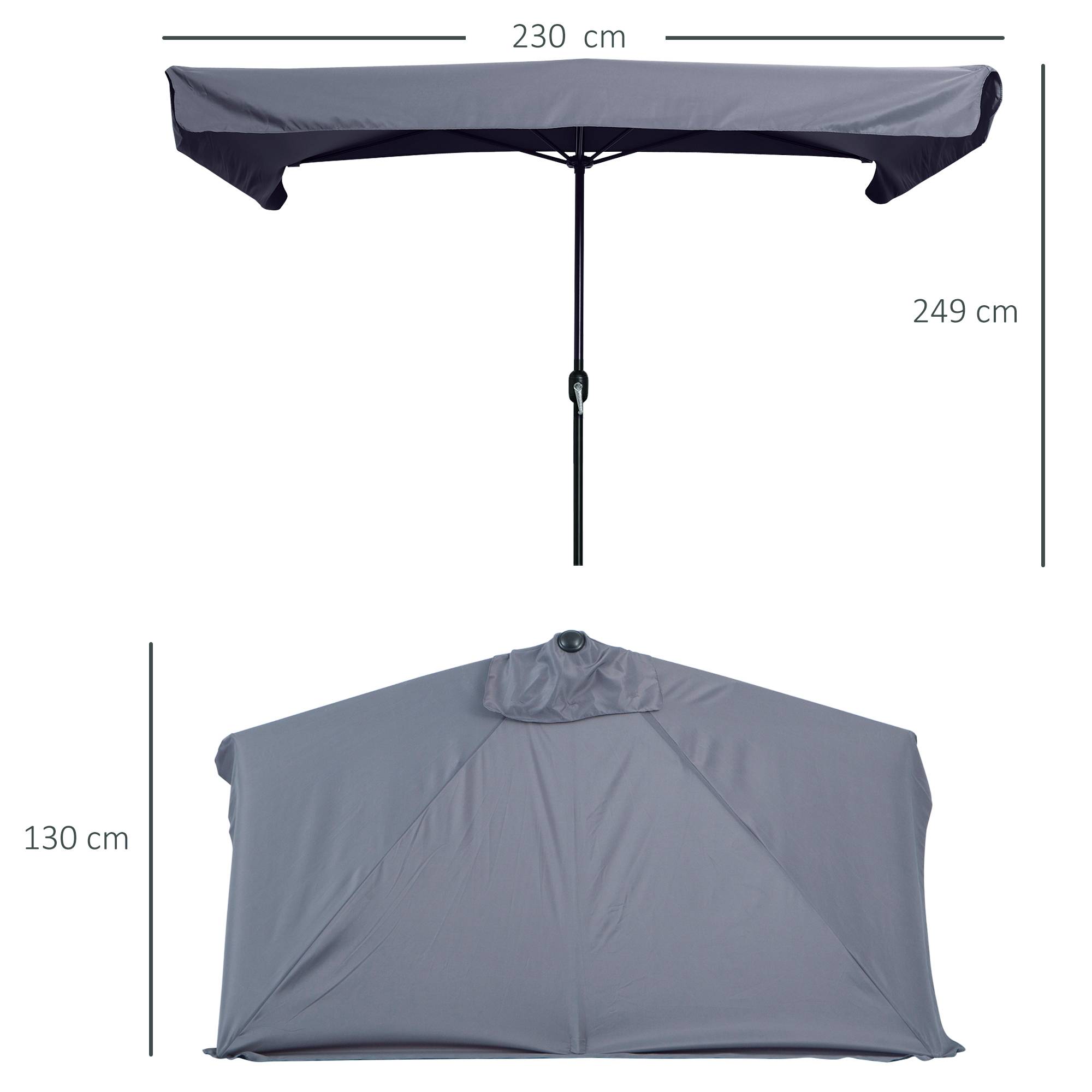 Demi parasol, parasol de balcon 5 entretoises métal 2,3x1,3x2,49m - Métal Gris fr126 - Image 5