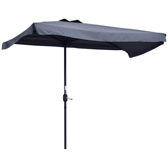 Demi parasol, parasol de balcon 5 entretoises métal 2,3x1,3x2,49m - Métal Gris fr126 - Image 1