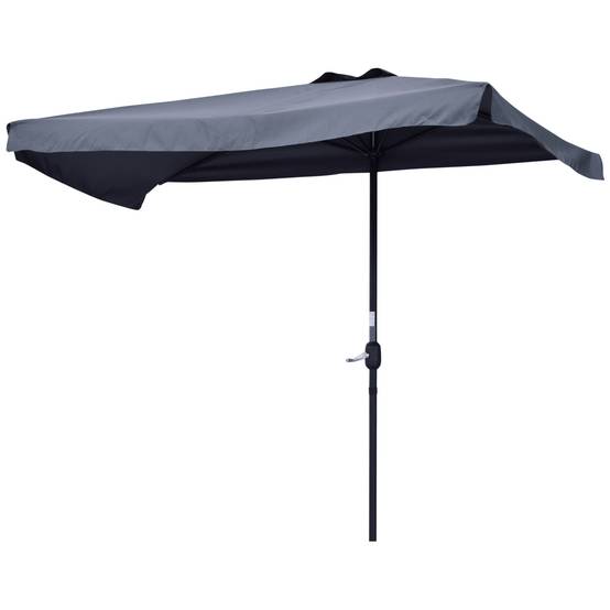 Demi parasol, parasol de balcon 5 entretoises métal 2,3x1,3x2,49m - Métal Gris fr126 - Image 2