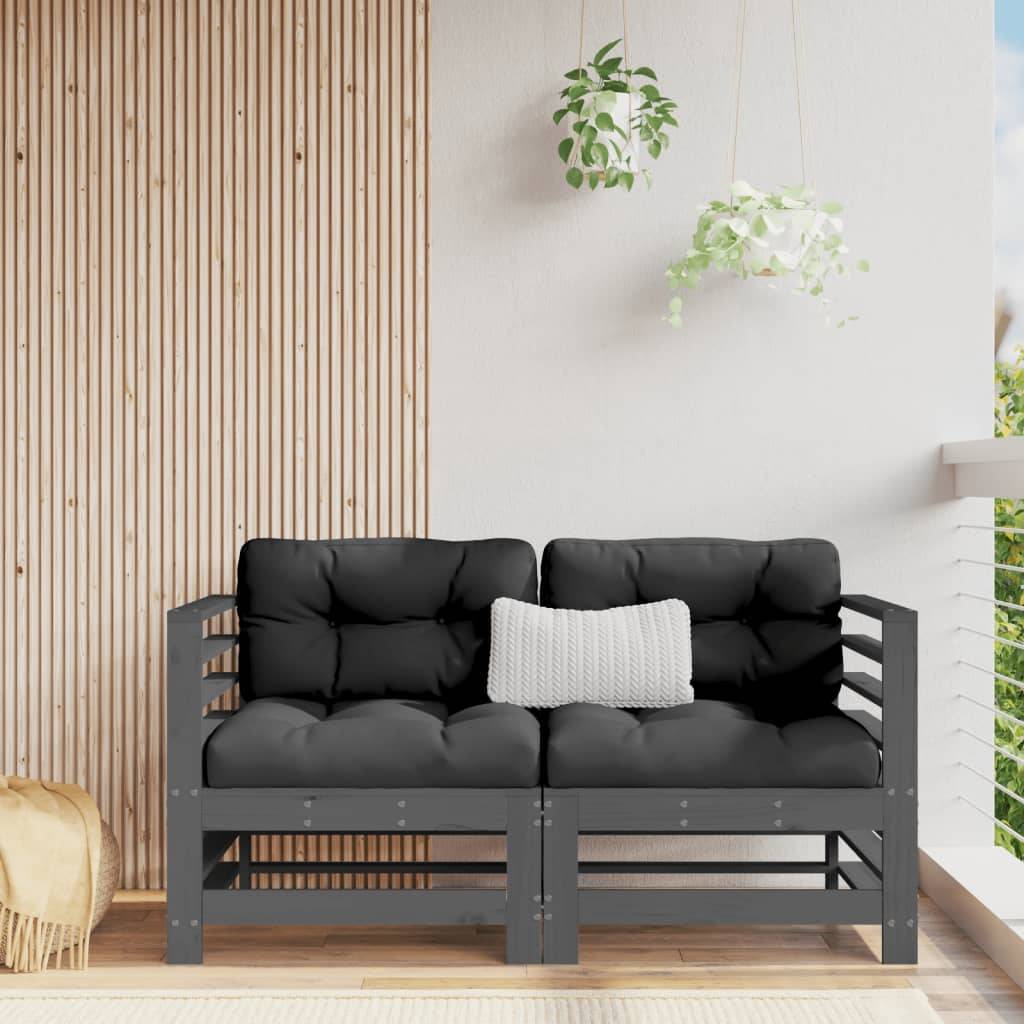 Canapés d'angle avec coussins 2 pcs | Canapé D'extérieur | Sofa De Jardin gris bois de pin massif Maison Chic - Image 2