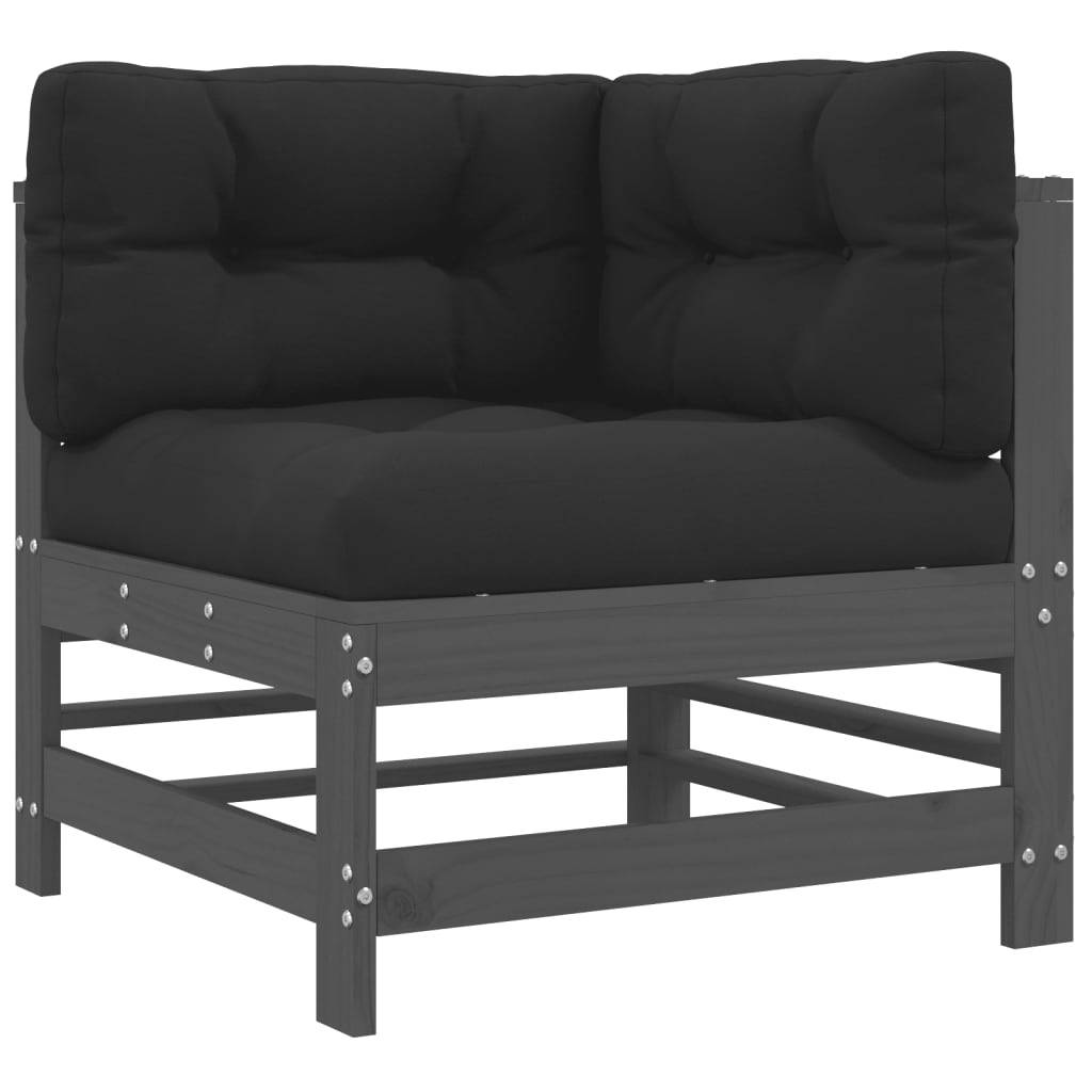 Canapés d'angle avec coussins 2 pcs | Canapé D'extérieur | Sofa De Jardin gris bois de pin massif Maison Chic - Image 4