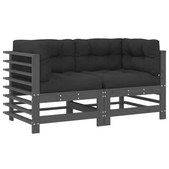 Canapés d'angle avec coussins 2 pcs | Canapé D'extérieur | Sofa De Jardin gris bois de pin massif Maison Chic - Image 1