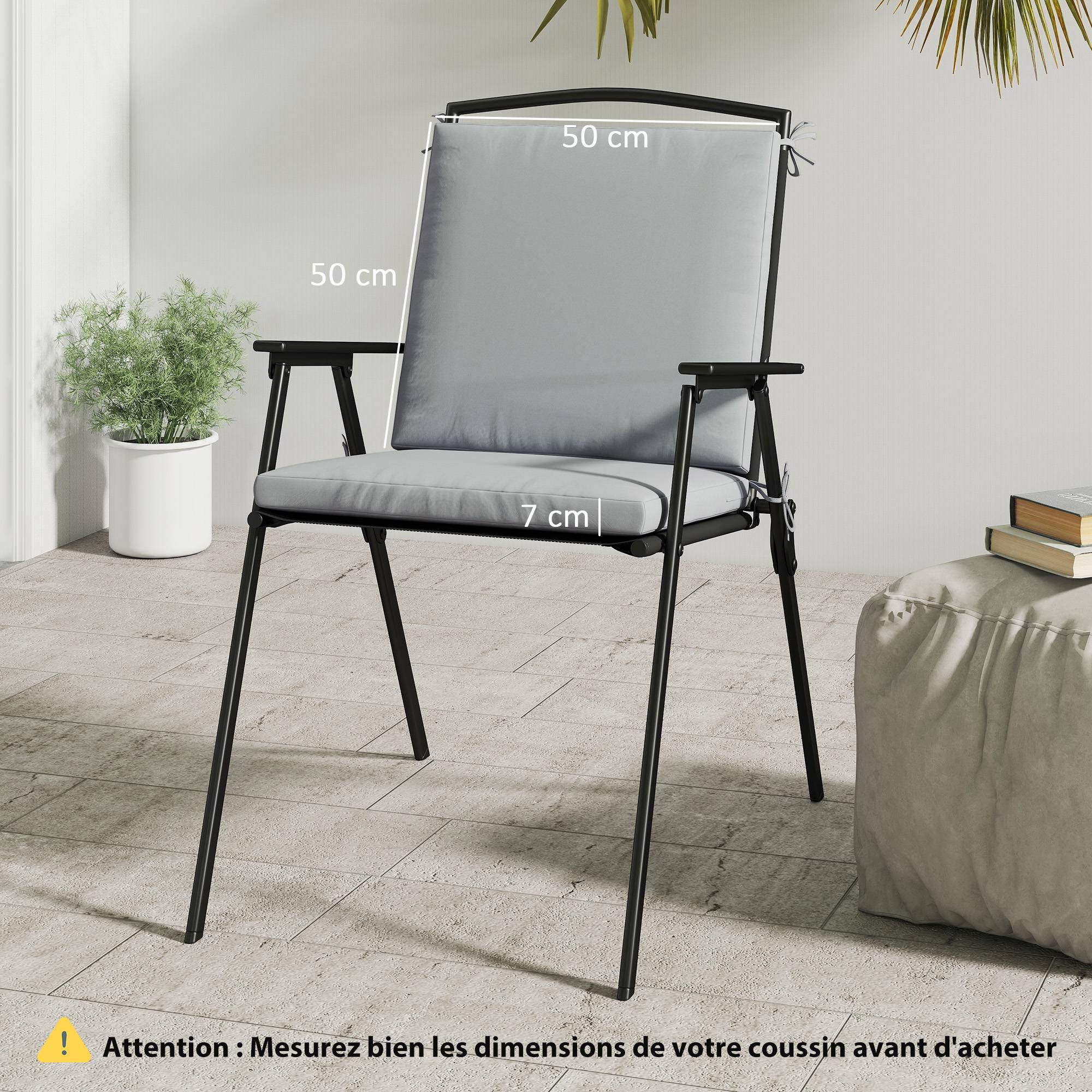 Maison Chic - Lot de 2 coussins de chaise de jardin, galettes de chaise 50 x 50 cm, mousse haute densité, antidérapants 50x50 cm gris - Image 5