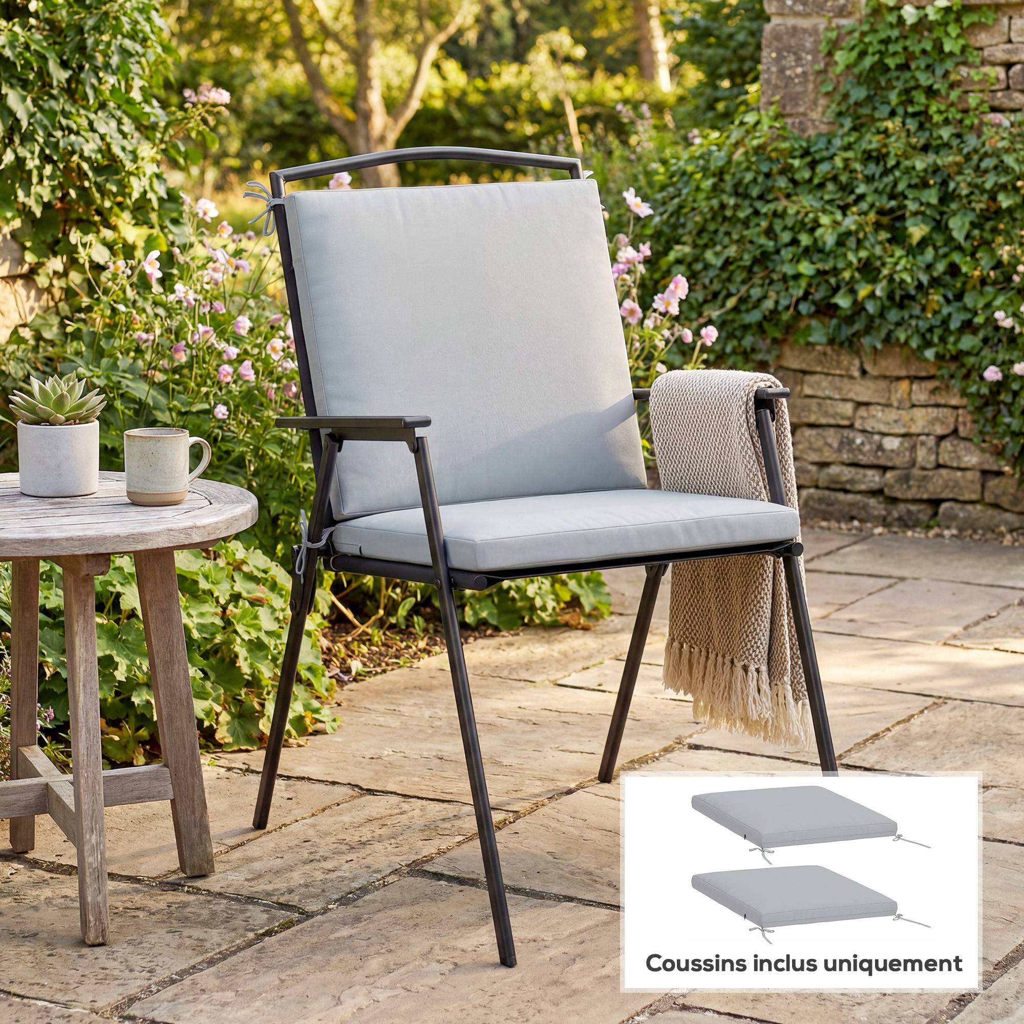 Maison Chic - Lot de 2 coussins de chaise de jardin, galettes de chaise 50 x 50 cm, mousse haute densité, antidérapants 50x50 cm gris - Image 4