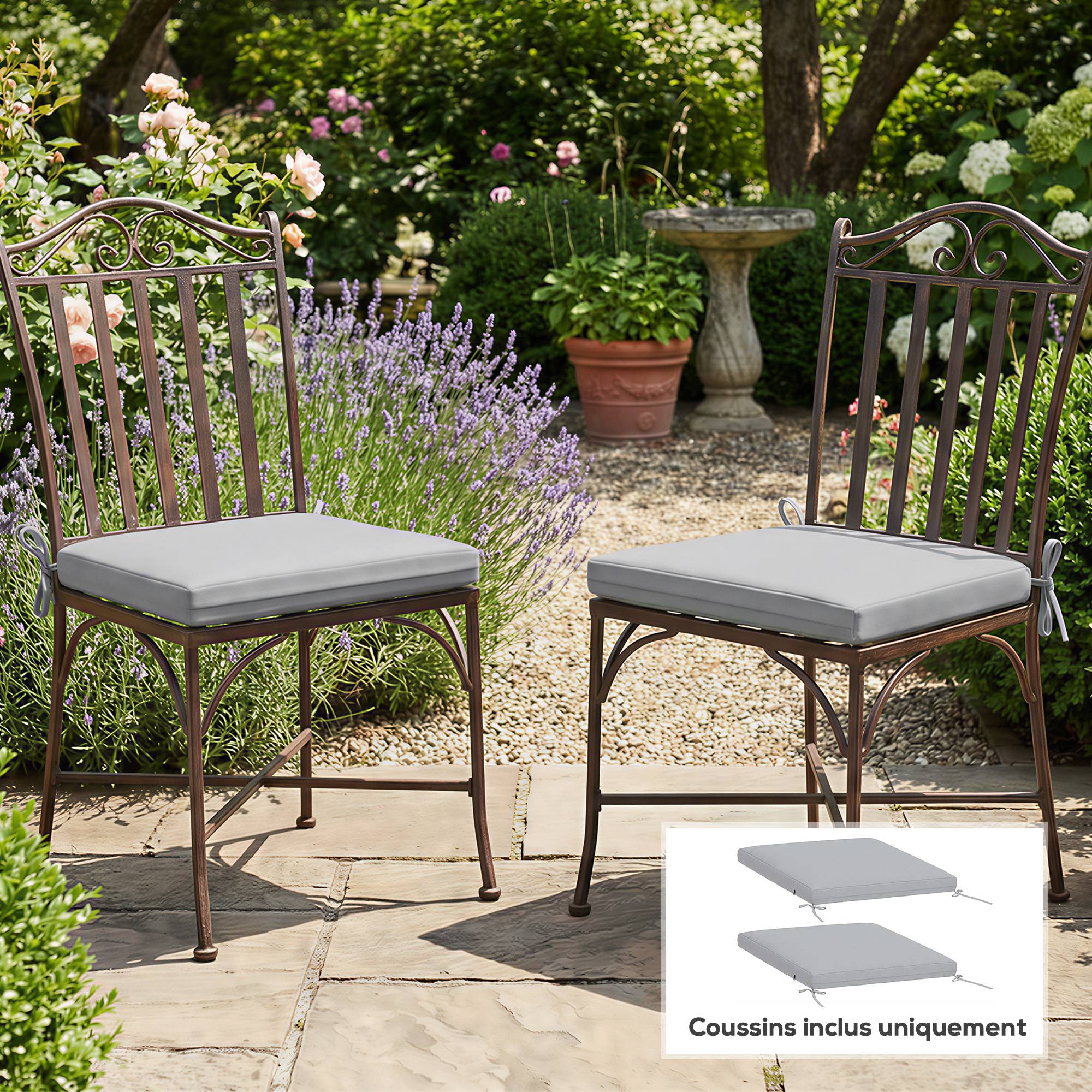 Maison Chic - Lot de 2 coussins de chaise de jardin, galettes de chaise 50 x 50 cm, mousse haute densité, antidérapants 50x50 cm gris - Image 2