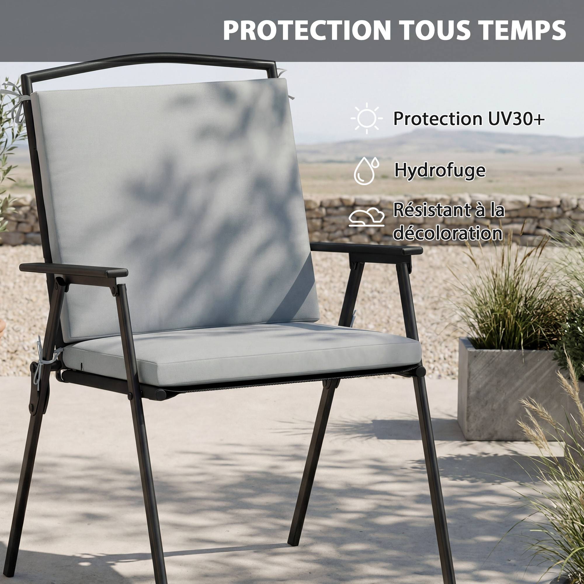 Maison Chic - Lot de 2 coussins de chaise de jardin, galettes de chaise 50 x 50 cm, mousse haute densité, antidérapants 50x50 cm gris - Image 7