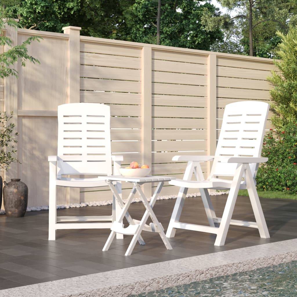 Ensemble Bistro Pliable 3P Polypropylène Chaises Inclinables et Table d'Appoint Blanc – ComfortXL Outdoor Living - Image 1