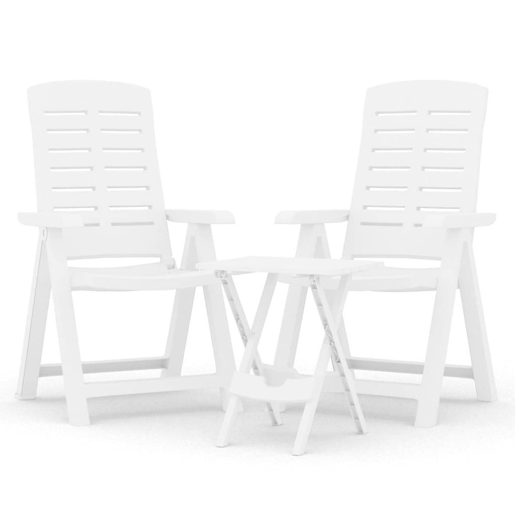 Ensemble Bistro Pliable 3P Polypropylène Chaises Inclinables et Table d'Appoint Blanc – ComfortXL Outdoor Living - Image 2