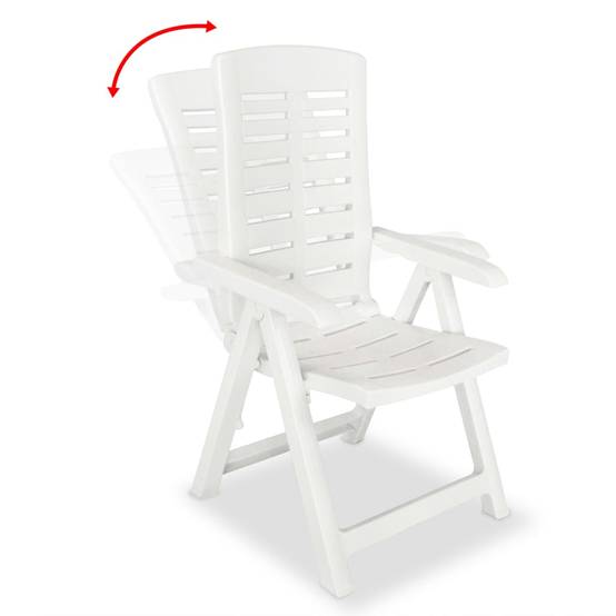 Ensemble Bistro Pliable 3P Polypropylène Chaises Inclinables et Table d'Appoint Blanc – ComfortXL Outdoor Living - Image 9