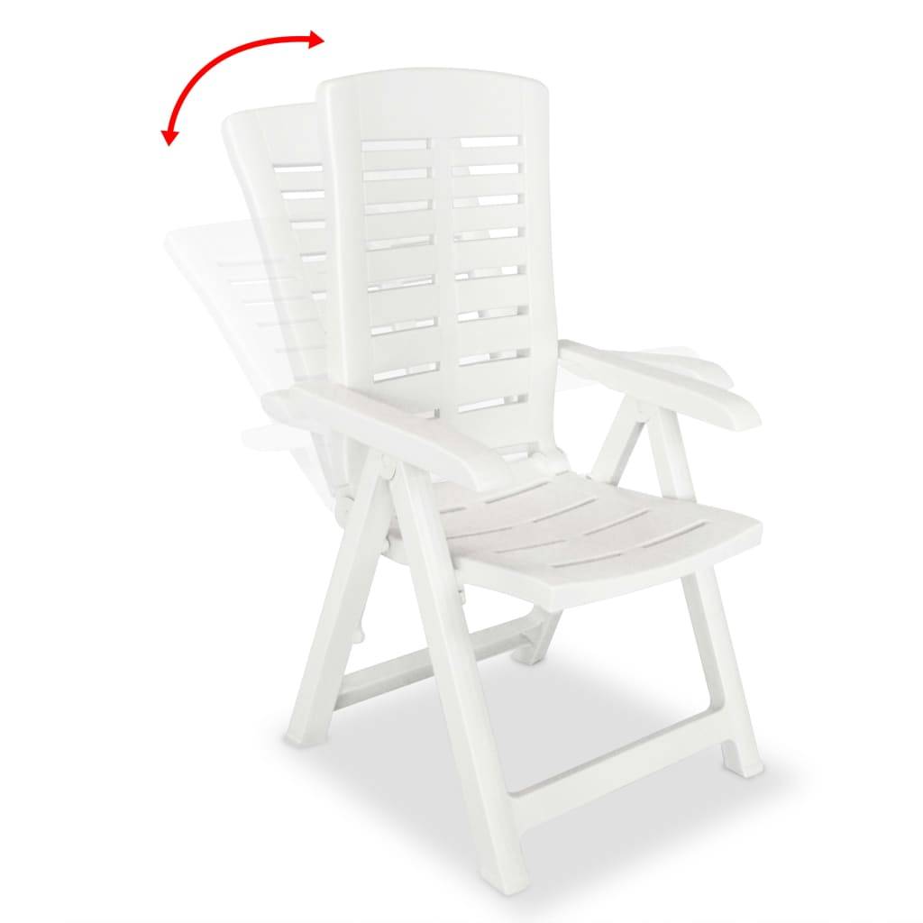 Ensemble Bistro Pliable 3P Polypropylène Chaises Inclinables et Table d'Appoint Blanc – ComfortXL Outdoor Living - Image 9