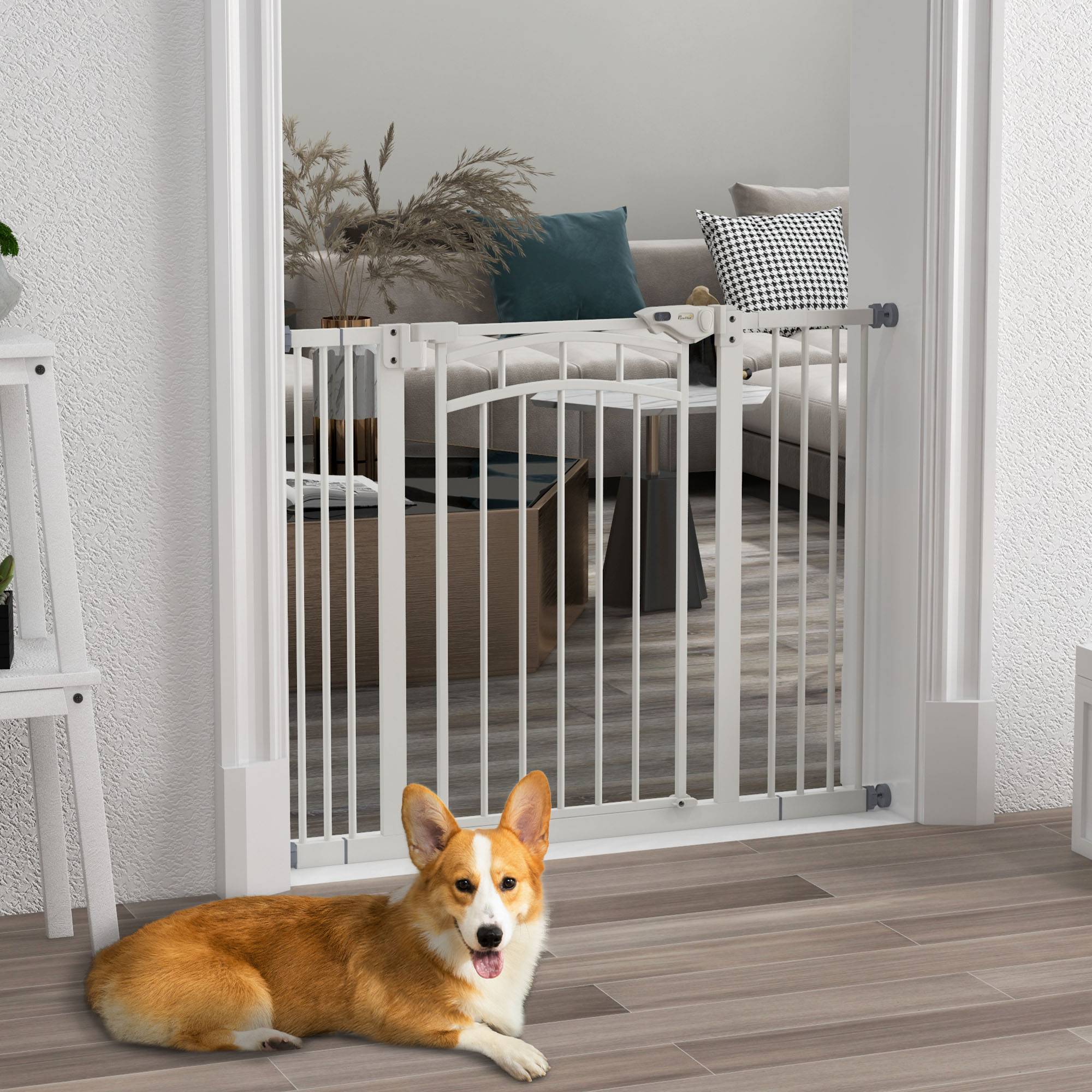 Sans Marque - Barrière de sécurité pour chien, fermeture auto, usage à une main, 100x4x76 cm, blanc - Image 3