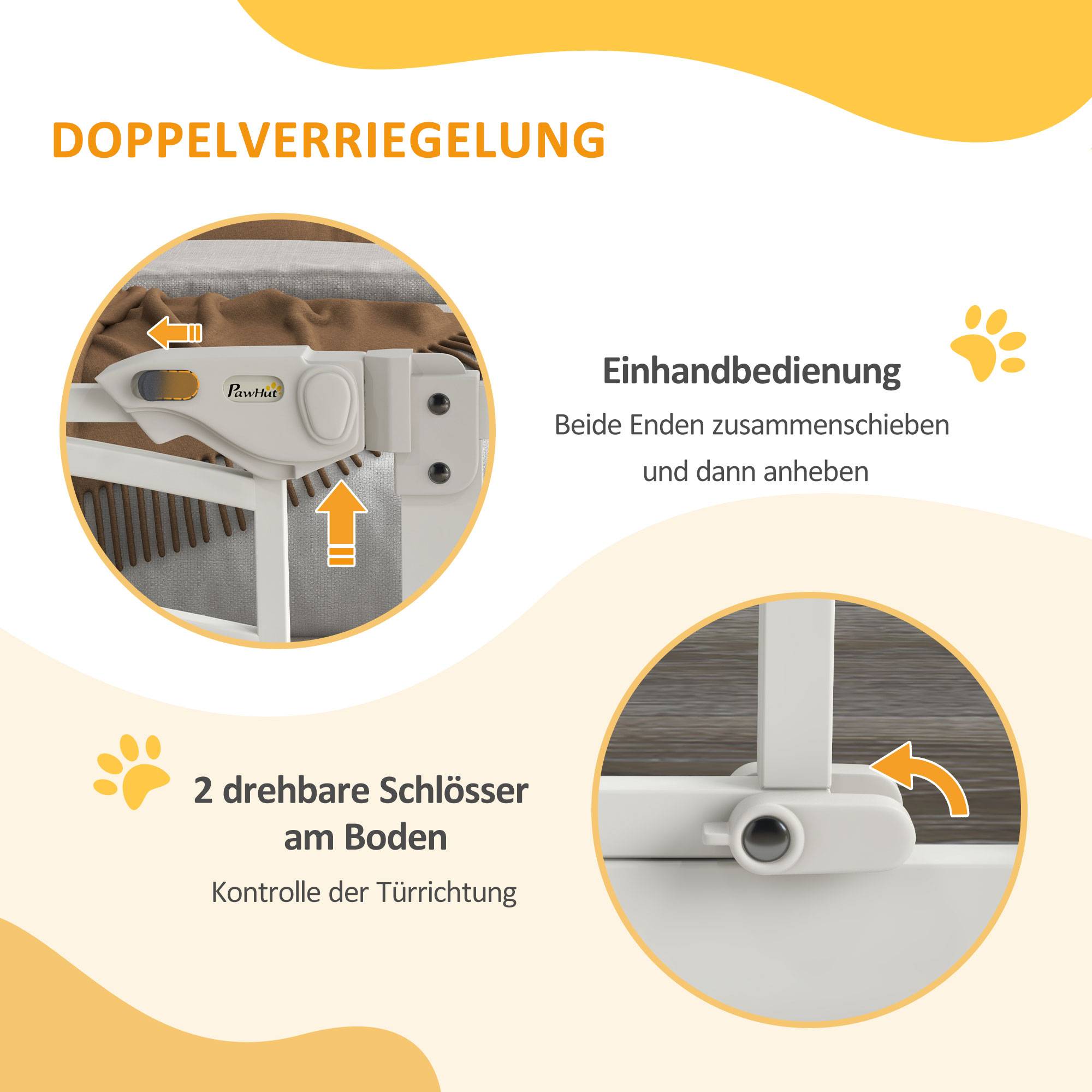 Sans Marque - Barrière de sécurité pour chien, fermeture auto, usage à une main, 100x4x76 cm, blanc - Image 7