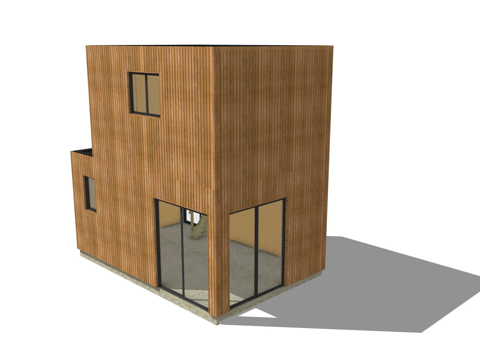 Studio de jardin 4 saisons en bois 5,5 x 3,5 x 2,7 m / isolation RE2020 avec mezzanine et terrasse / menuiseries alu k-line - Image 2