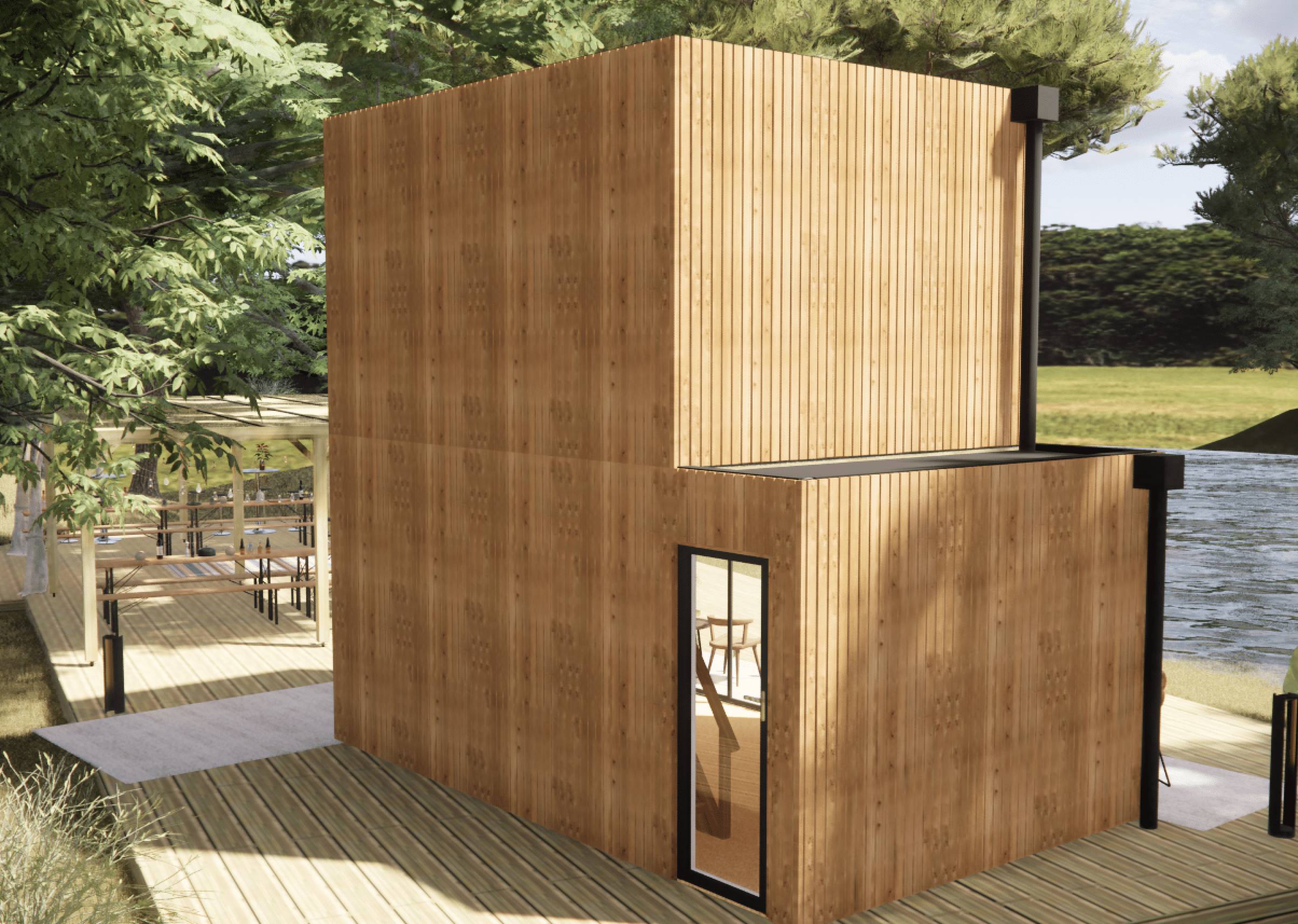 Studio de jardin 4 saisons en bois 5,5 x 3,5 x 2,7 m / isolation RE2020 avec mezzanine et terrasse / menuiseries alu k-line - Image 10