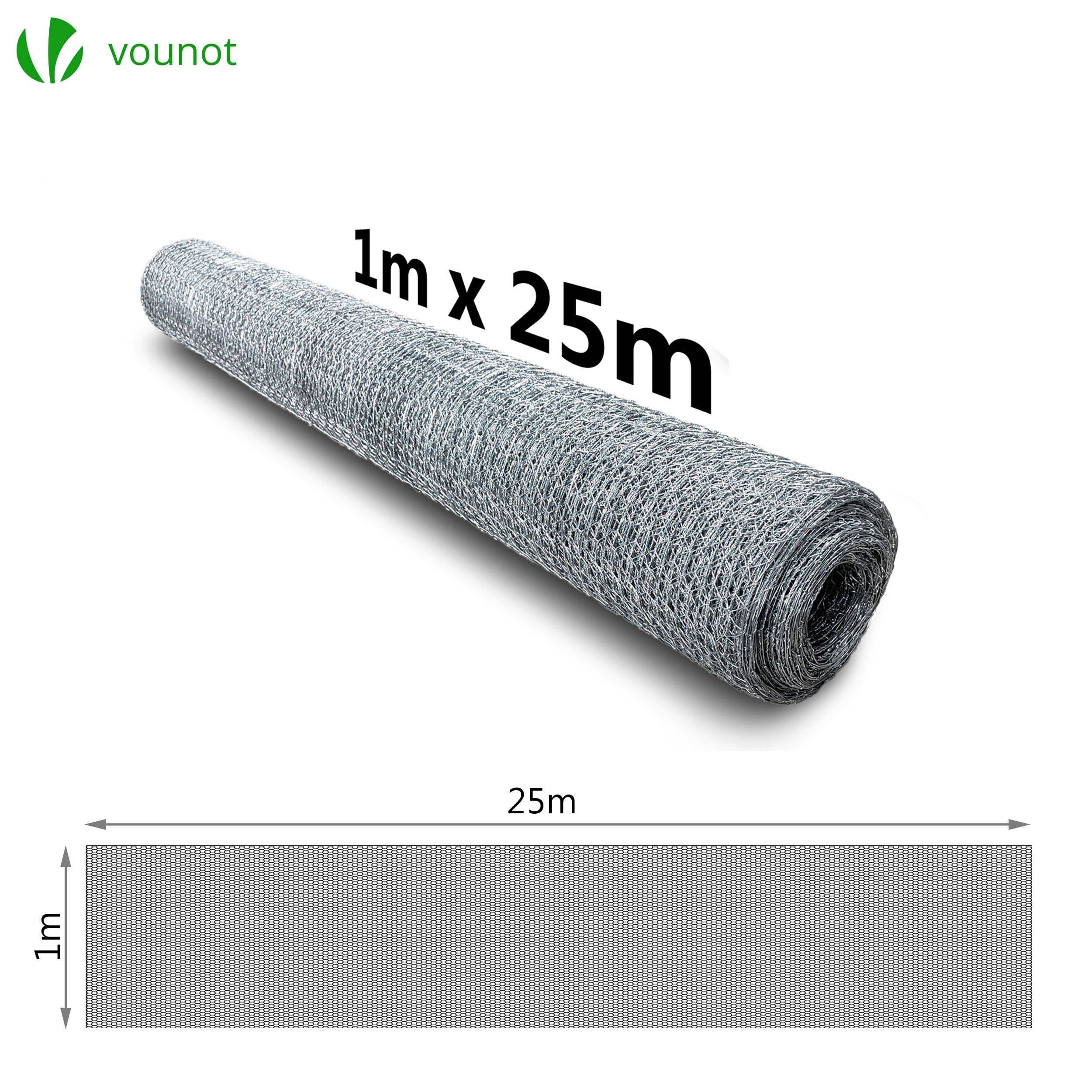VOUNOT® Grillage acier galvanisé - Maille 13mm - 1x25M - Filet de clôture pour poulailler - Image 6