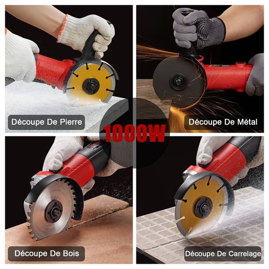 Meuleuse D'angle 1000W 2000-12000 trs/min Avec 20Accessoires, Disque 125 mm, Disque à Lamelles Pour Couper, Meuler - Image 5