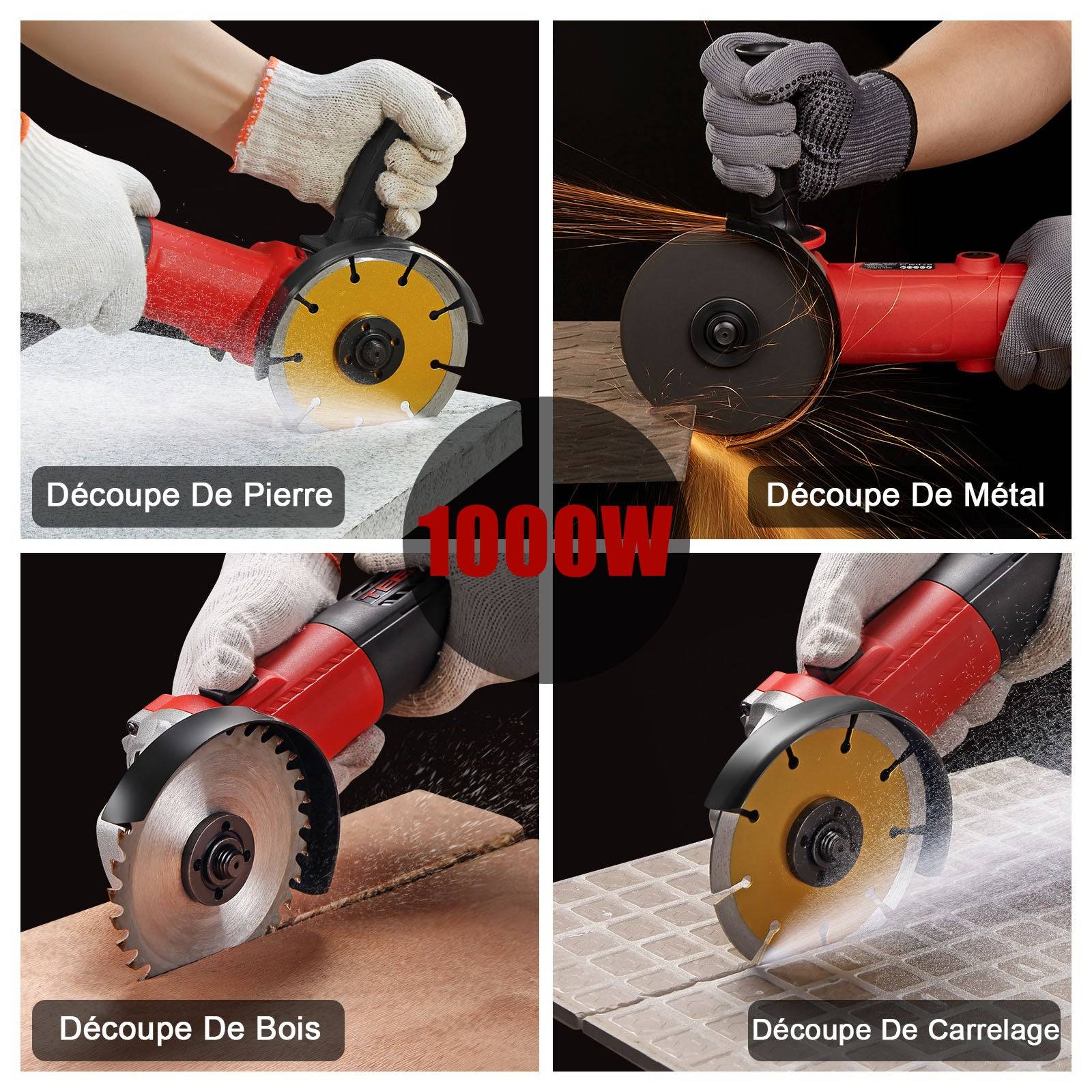 Meuleuse D'angle 1000W 2000-12000 trs/min Avec 20Accessoires,  Disque 125 mm, Disque à Lamelles Pour Couper, Meuler - Image 5