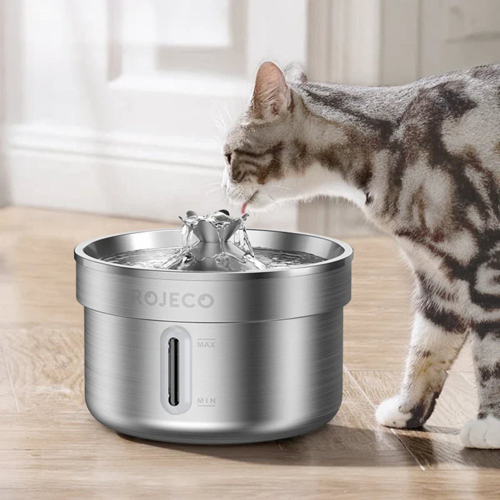 Fontaine à eau en acier inoxydable – distributeur automatique d'eau pour chats et chiens - ROJECO - Image 2