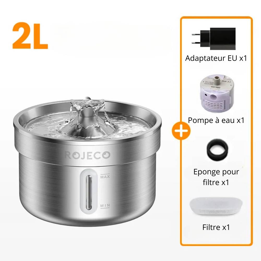 Fontaine à eau en acier inoxydable – distributeur automatique d'eau pour chats et chiens - ROJECO - Image 4
