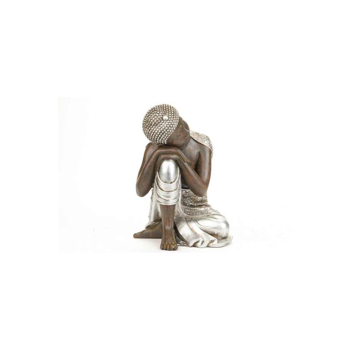 Atmosphera - Objet décoratif Bouddha marron et argenté H 36.5 cm - Image 5