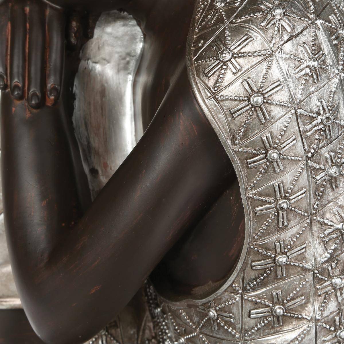 Atmosphera - Objet décoratif Bouddha marron et argenté H 36.5 cm - Image 6