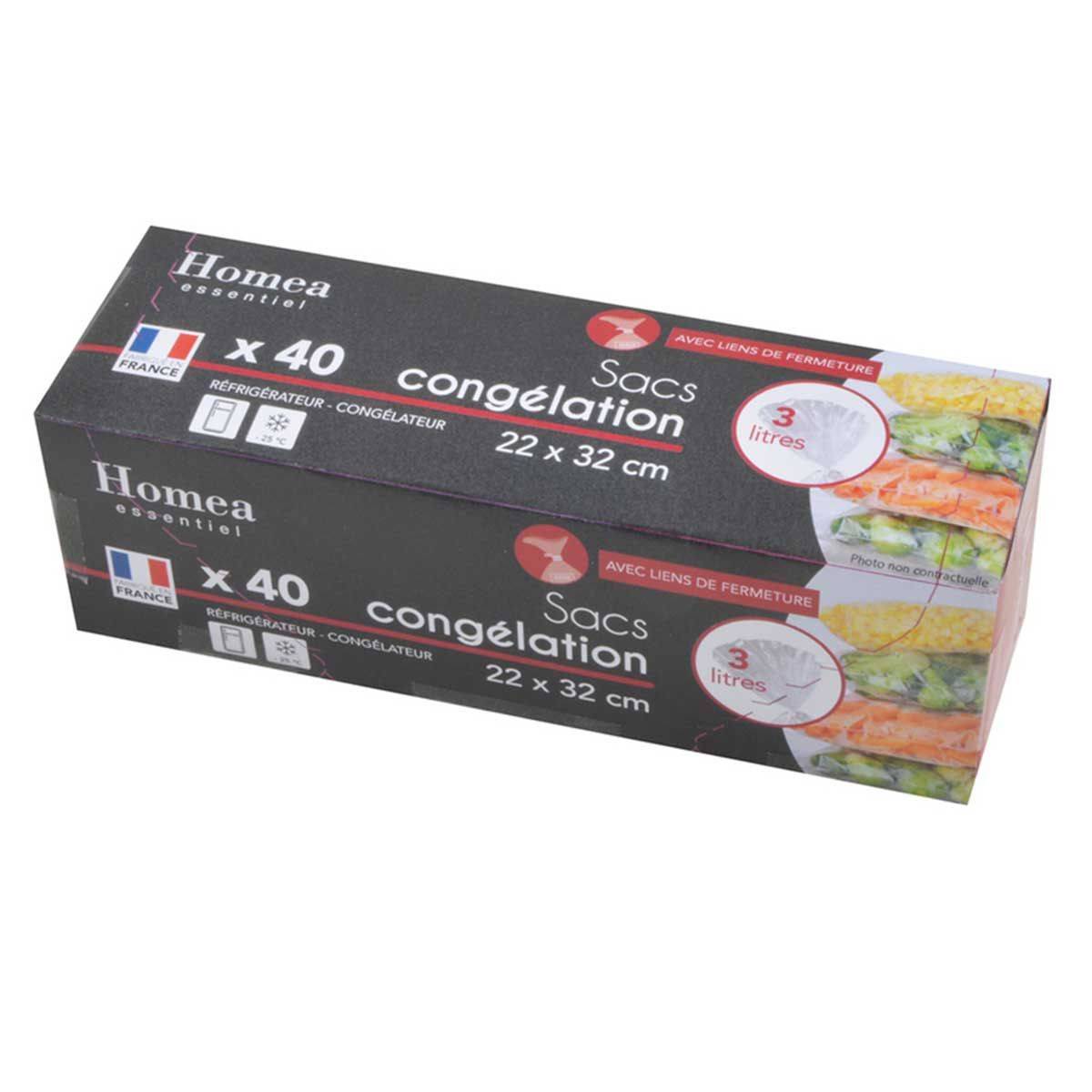 Lot de 40 Sacs de Congélation "Liens" 3L Transparent - Image 1