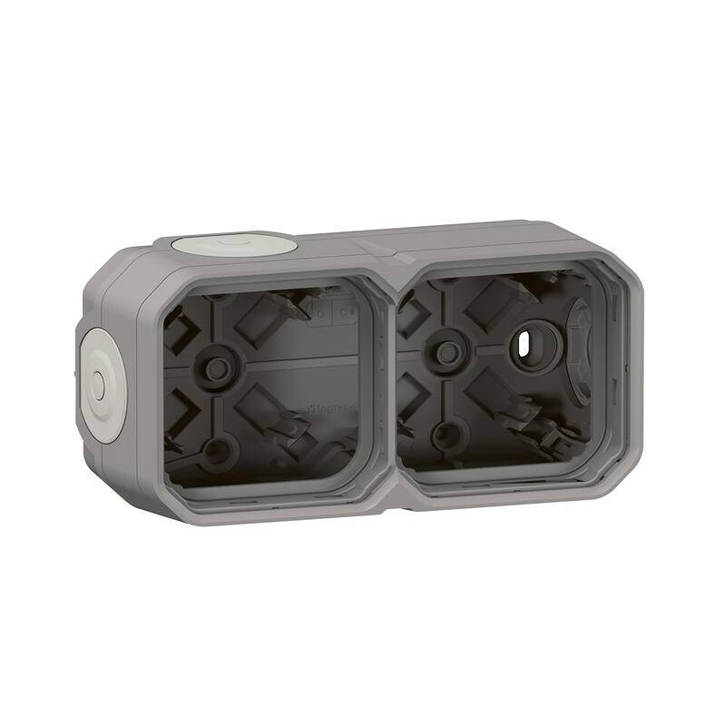 Legrand - Boîtier saillie étanche 2 postes PLEXO sans cloison avec 4 embouts à membrane (boîte de 5) - LEGRAND - 069672L - Image 1