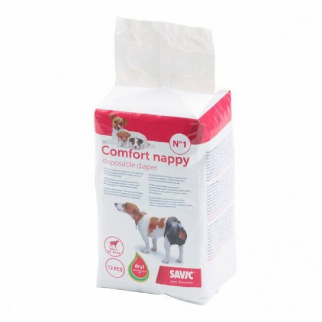 Savic - Couche jetable noire pour incontinence Comfort Nappy Savic pour chien Taille 2 Paquet de 12 couches