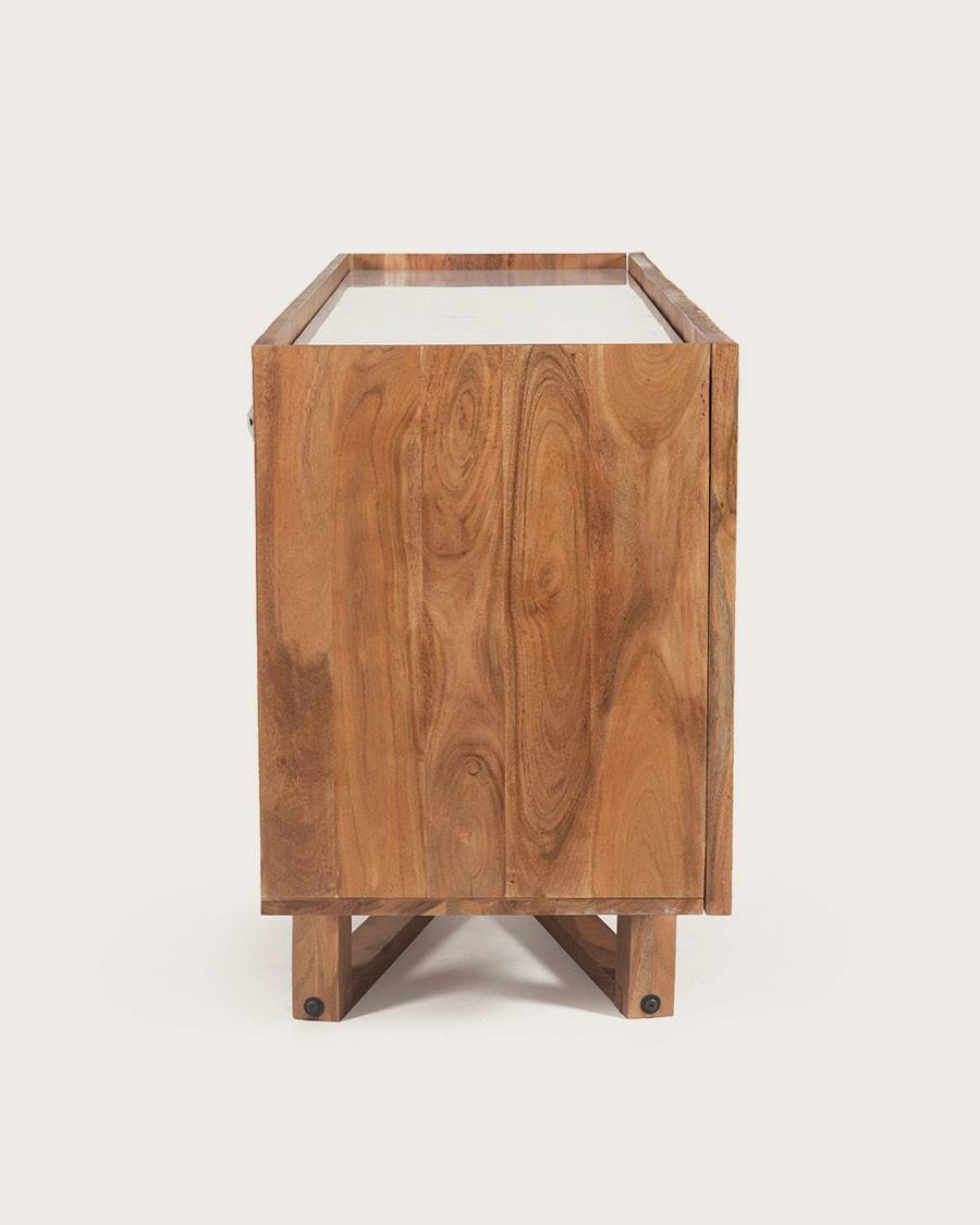 Endah - Buffet en bois de manguier massif et marbre blanc 175 cm - UNIQKA - Image 5