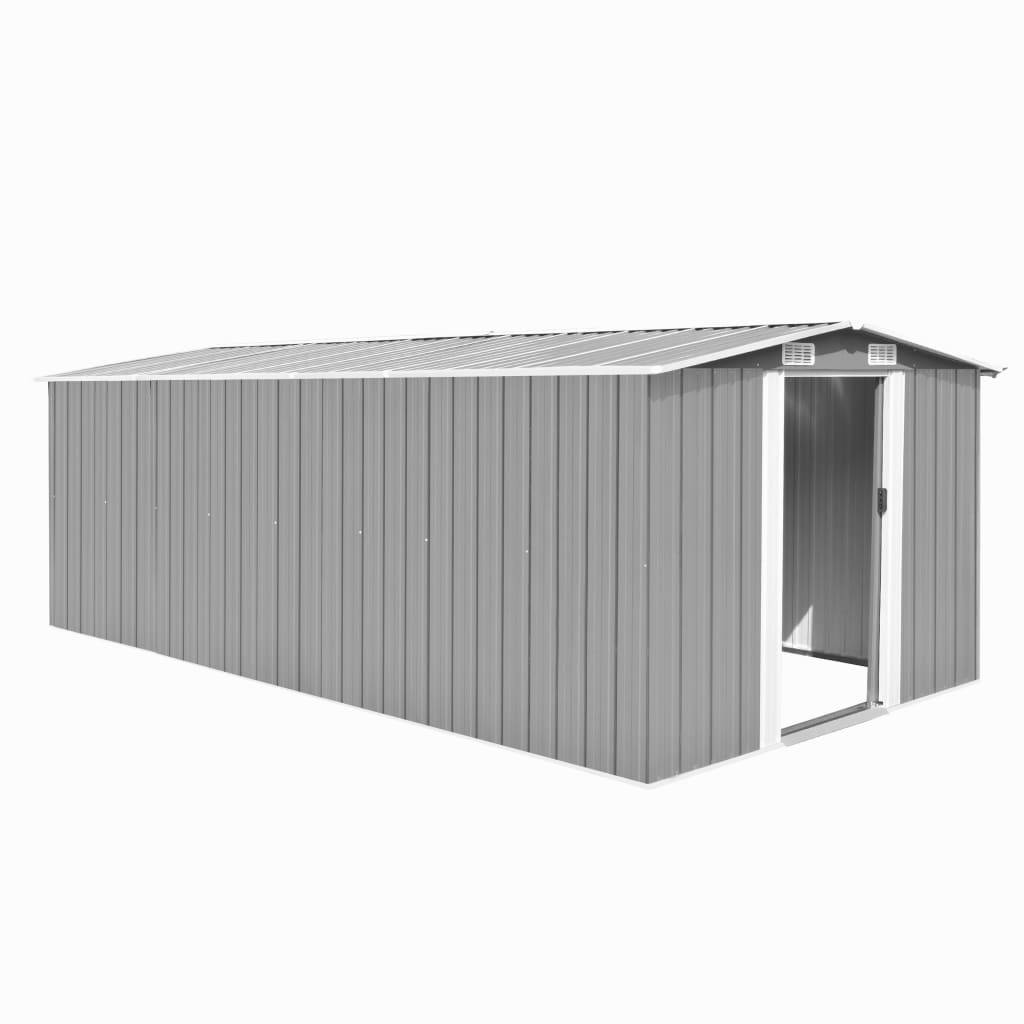 Helloshop26 - Abri de jardin cabane cabanon maison de stockage remise extérieur hangar outils robuste 257 x 489 x 181 cm métal gris - Image 1