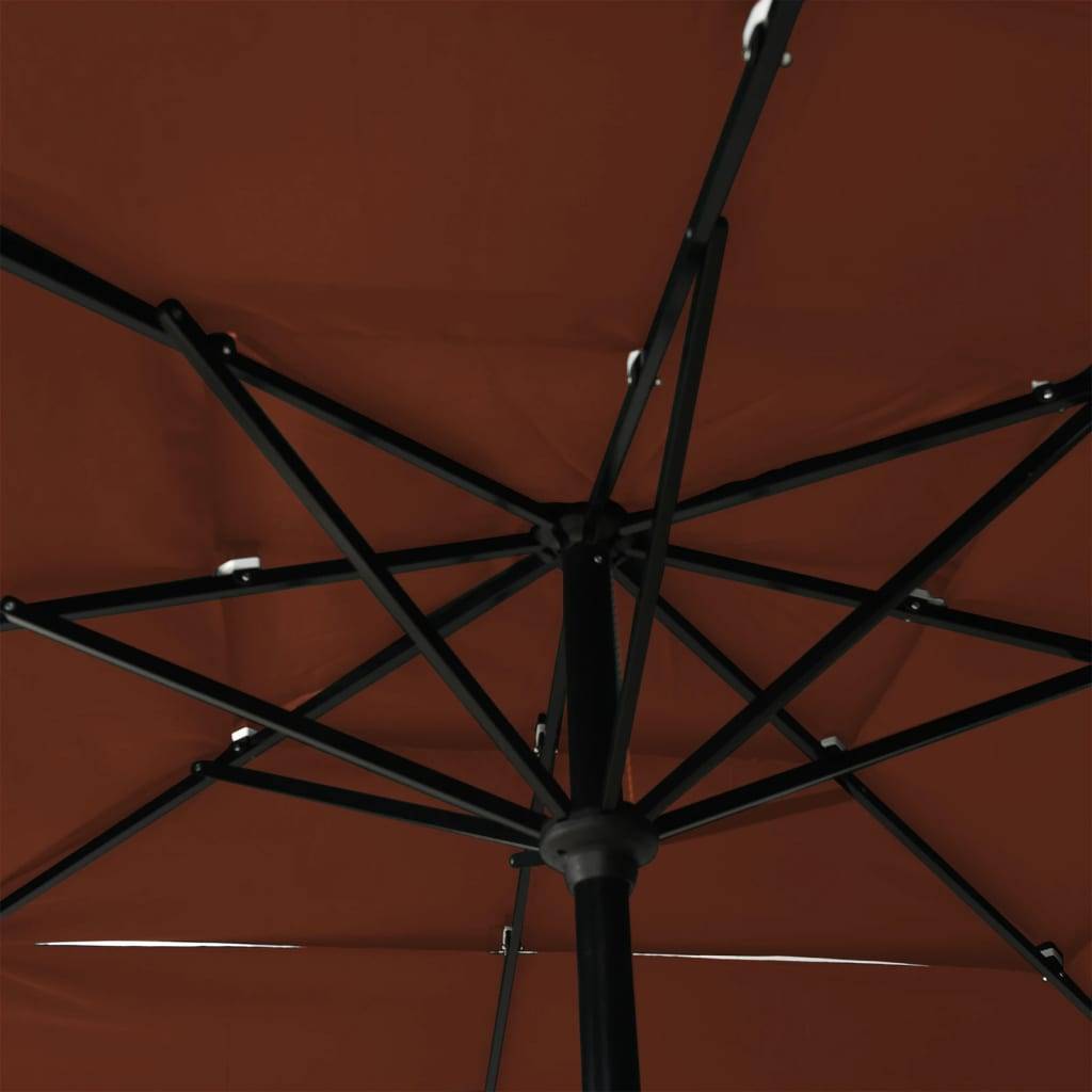Helloshop26 - Parasol à 3 niveaux avec mât en aluminium 2,5 x 2,5 m orange - Image 5