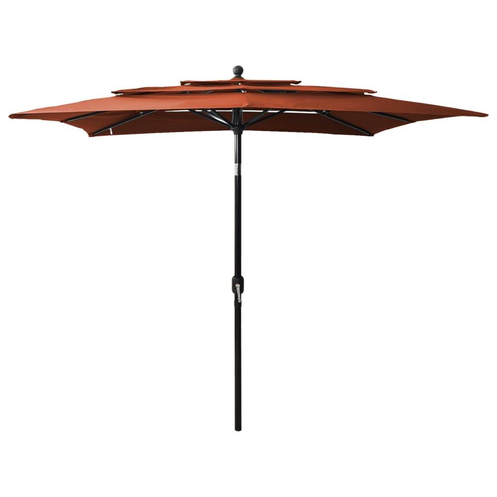 Helloshop26 - Parasol à 3 niveaux avec mât en aluminium 2,5 x 2,5 m orange - Image 1